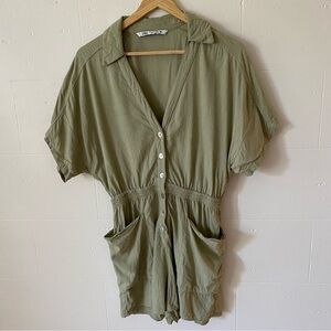 Zara Camp Romper With Collar and Pockets